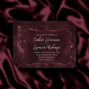 Velvety Wine Damask Bordeaux Sangria Grunge Glam Invitation
