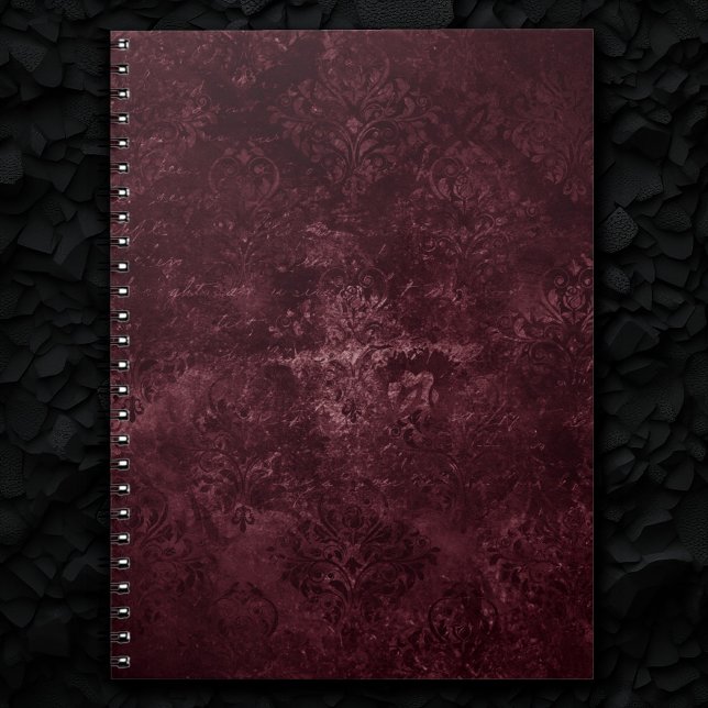 Velvety Wine Damask | Bordeaux Sangria Grunge Glam Notebook (Creator Uploaded)