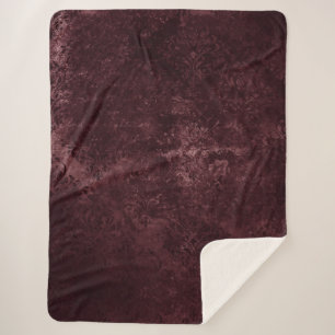 Velvety Wine Damask   Bordeaux Sangria Grunge Glam Sherpa Blanket
