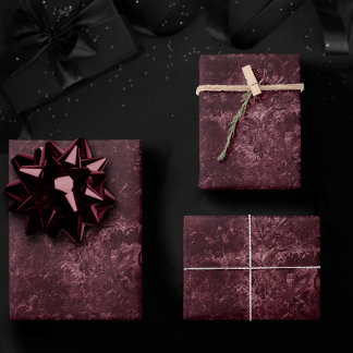 Velvety Wine Damask | Bordeaux Sangria Grunge Glam Wrapping Paper Sheet
