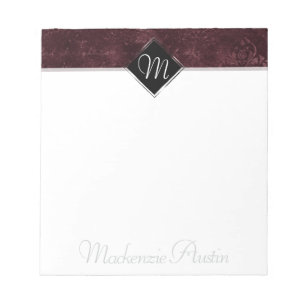 Velvety Wine Damask   Maroon Merlot Grunge Baroque Notepad
