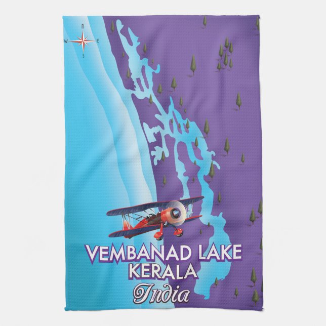 Vembanad Lake ,India travel poster Tea Towel (Vertical)