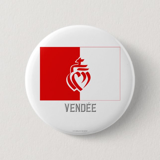 Vendée flag with name 6 cm round badge (Front)