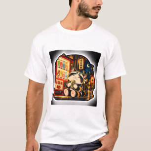 Vending Machine Cat T-Shirt Japanese Night Stree