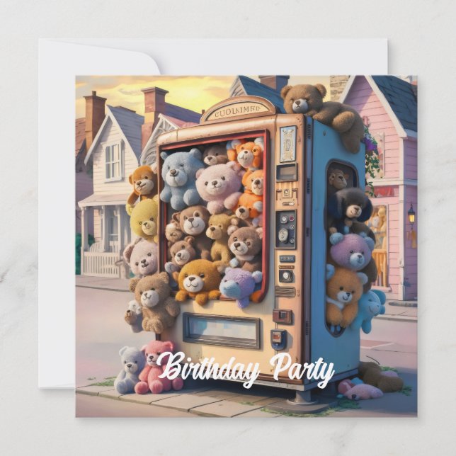 Vending machine filled with teddy Bears  Invitation (Front)
