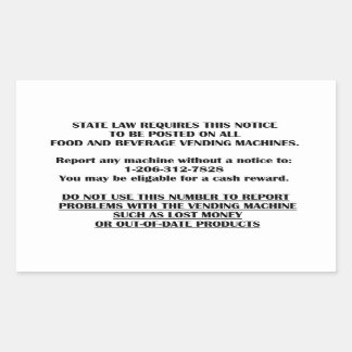 vending machine notice rectangular sticker