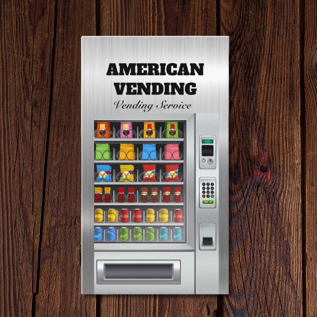  Vending Service Food Snack Vendor Metal Design Business Card (Creator Uploaded)