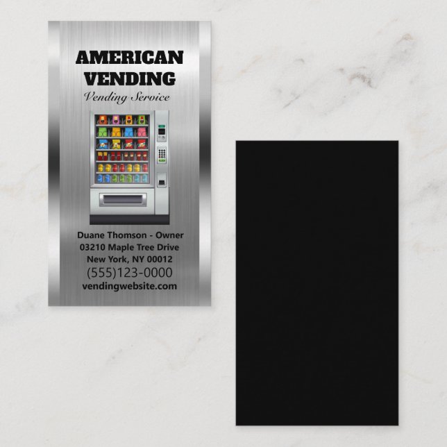  Vending Service Food Snack Vendor Metal Design   Business Card (Front/Back)