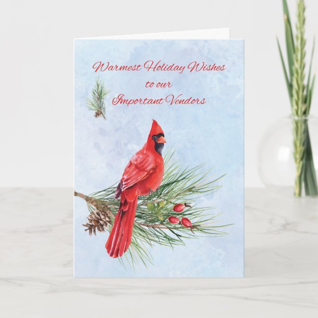 Vendor Appreciation Business Christmas Cardinal Card (Front)