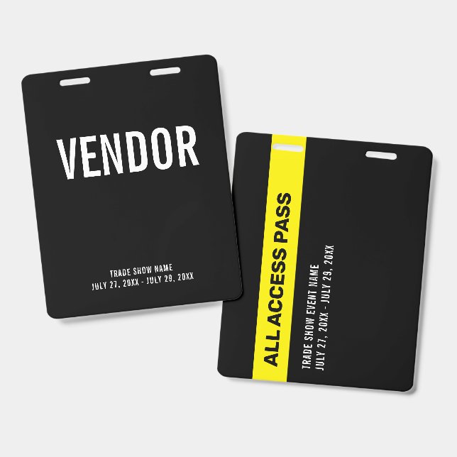 Vendor Trade Show Event ID Badge (Front & Back)