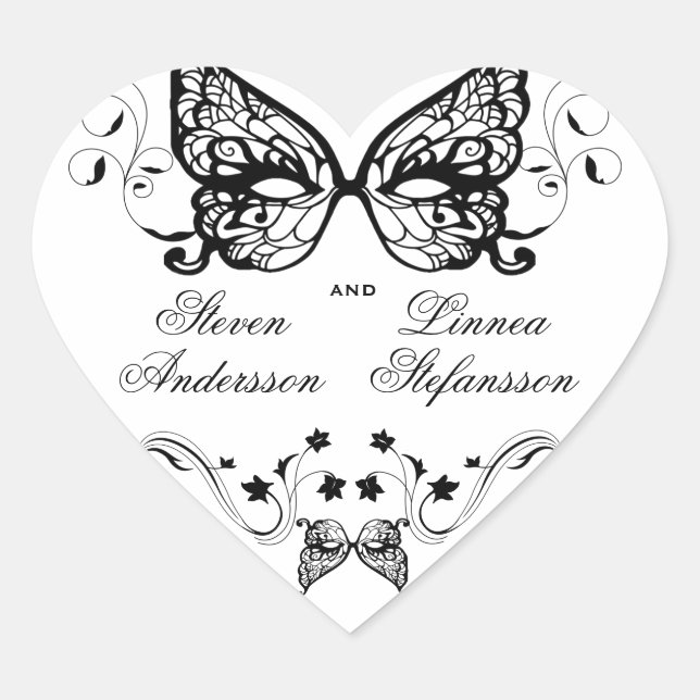 Venetia Carnivale Masque Victorian Ornate Flourish Heart Sticker (Front)