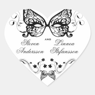 Venetia Carnivale Masque Victorian Ornate Flourish Heart Sticker