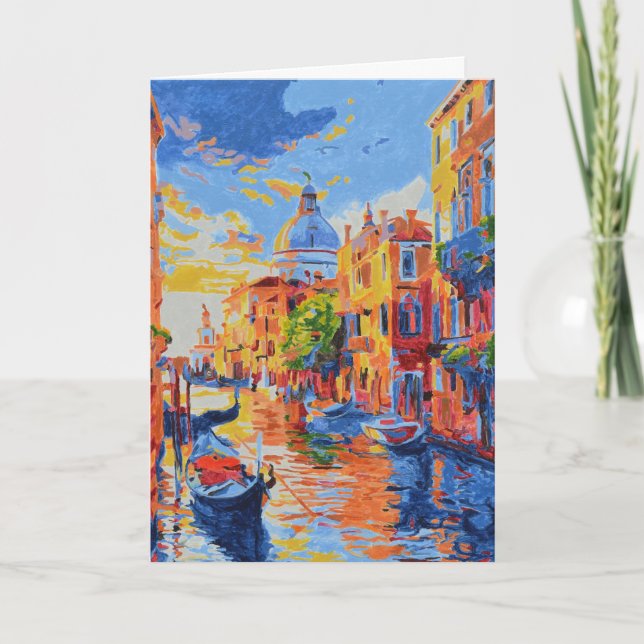 Venetian Canal at Sunset greeting card  (Front)