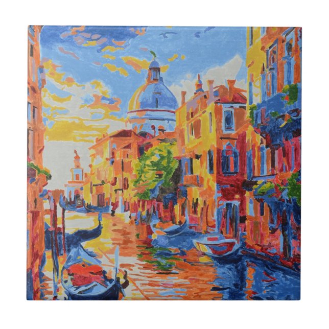 Venetian Canal at Sunset tile  (Front)