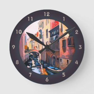 Venetian Canal - Fine Art Painting Round Clock