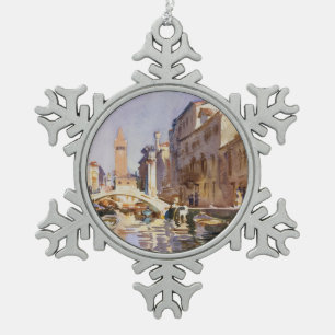 Venetian Canal Snowflake Pewter Christmas Ornament