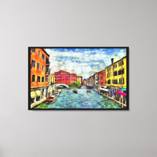 Venetian Canal Van Gogh Imitation Style Painting Canvas Print