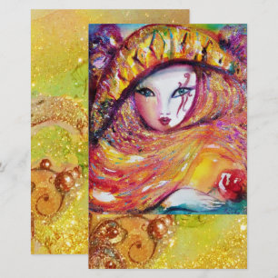 VENETIAN CARNIVAL MASK IN GOLD YELLOW STATIONERY