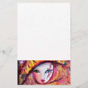 VENETIAN CARNIVAL MASK IN YELLOW STATIONERY