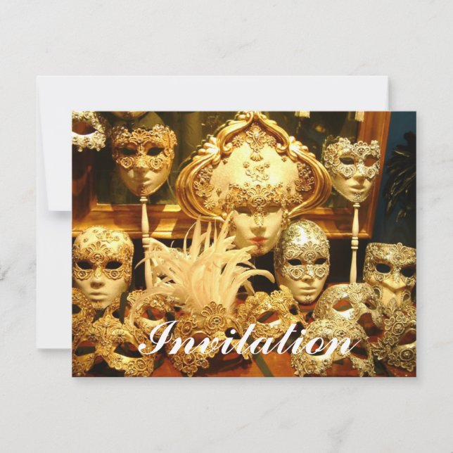 Venetian Carnival Masks Invitation (Front)