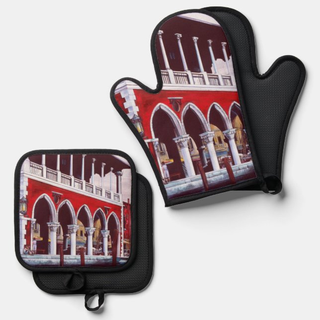 Venetian Charm Oven Mitt & Pot Holder Set (Front/Back)