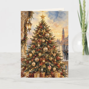 Venetian Christmas Tree Card Gold Ruby Venice