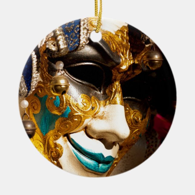 Venetian Costume Mask for Carnival Ceramic Tree Decoration (Front)
