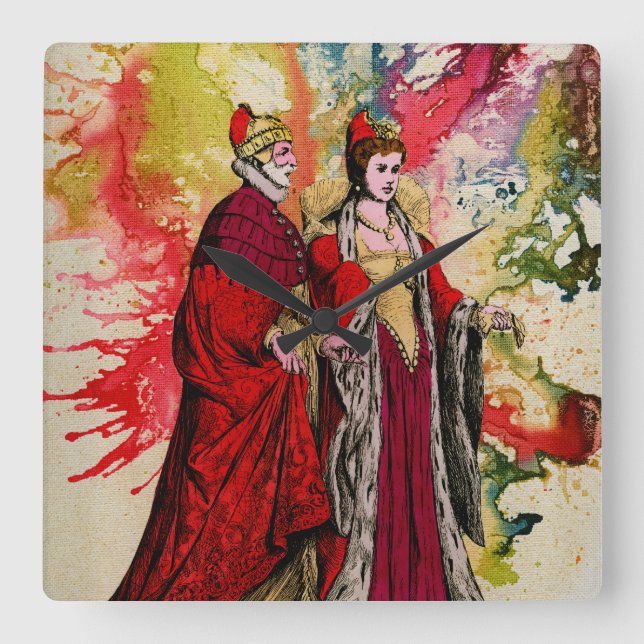 Venetian Doge and Dogeressa by Michael Moffa Square Wall Clock (Front)