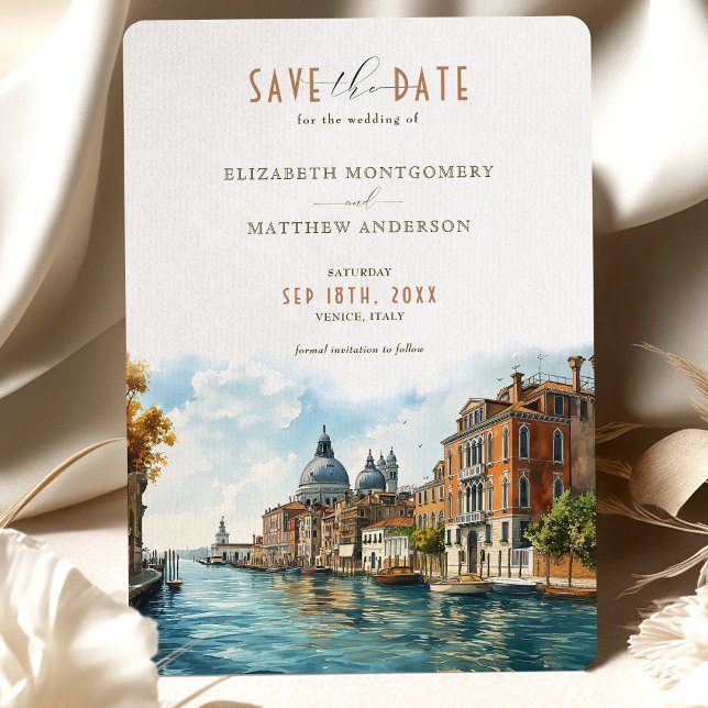 Venetian Elegance Waterfront Save-the-Date Invitation (Creator Uploaded)