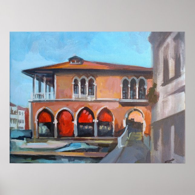 Venetian Fish Market Painting Poster (Front)