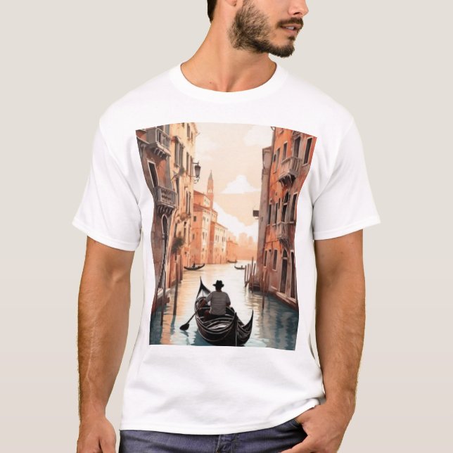 Venetian Gondola Romance Design, T-Shirt (Front)