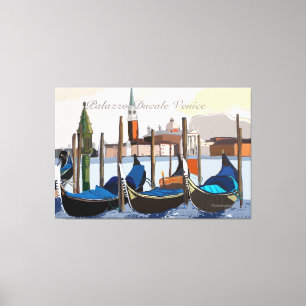Venetian Gondolas at Palazzo Ducale Venice Canvas Print