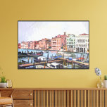 Venetian Grand Canal Canvas Print<br><div class="desc">This beautiful canvas print features an impressionist painting of boats parked by the shores of the famous Grand Canal,  floating peacefully in 'The Most Romantic City in the World' - Venice,  Italy.</div>