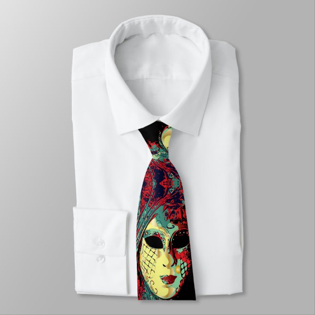 Venetian Lady Mask Tie (Tied)