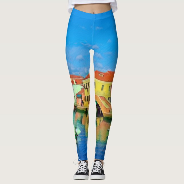 Venetian Lagoon - MURANO - panorama Leggings (Front)