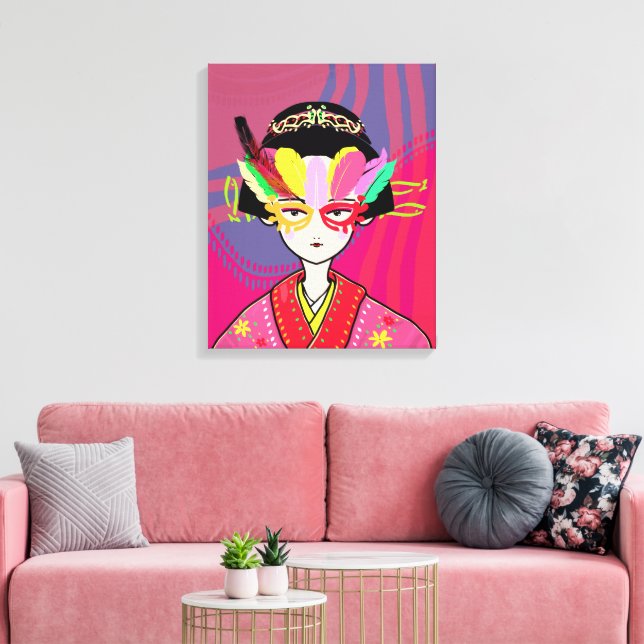 Venetian Mask Geisha Canvas Print (Insitu(LivingRoom))