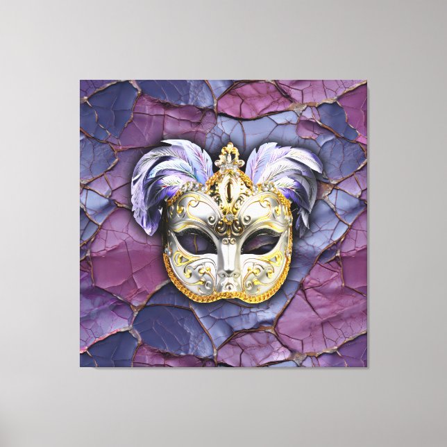 Venetian Mask with Lavender Feathers Canvas Print (Front)