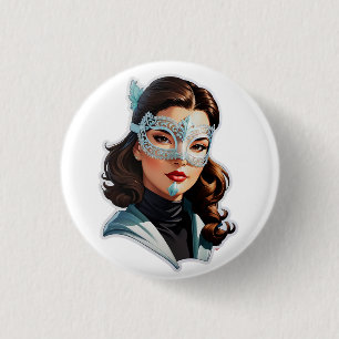 Venetian Masked Lady 3 Cm Round Badge