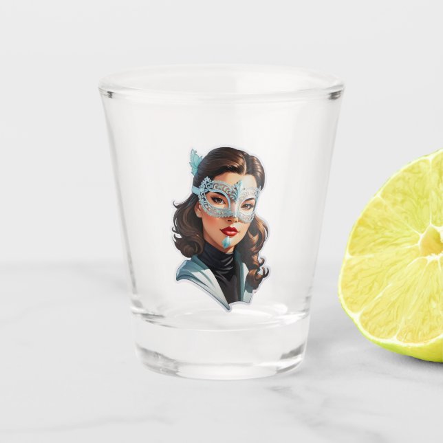 Venetian Masked Lady Shot Glass (Front)