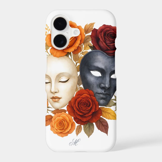 Venetian Masks and Roses Case with Monogram (Back)