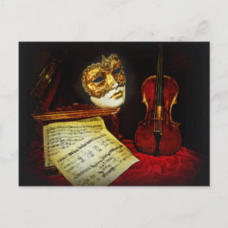 Venetian Masks collection - Musical night Postcard