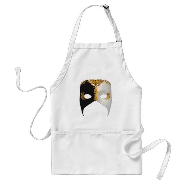 Venetian Masque: Black, White and Gold Standard Apron (Front)