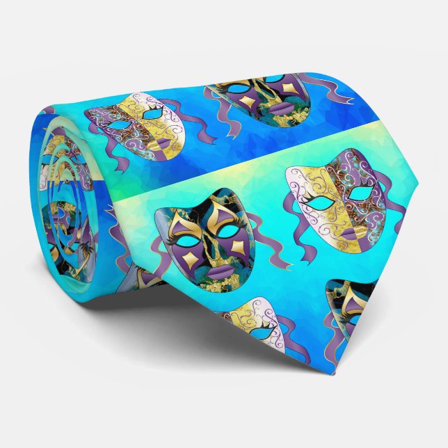 Venetian Masque Pattern in Vivid Eclectic Pattern Tie (Rolled)