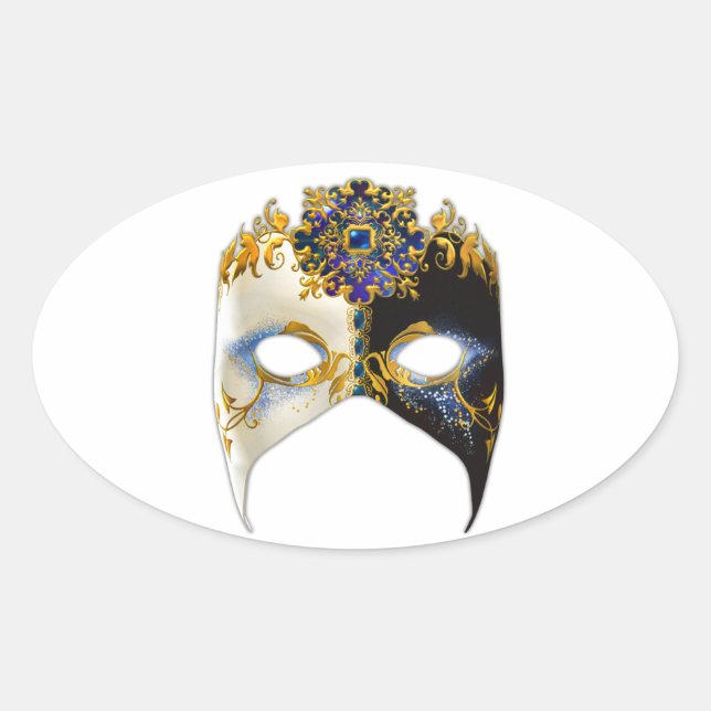 Venetian Masque: Sapphire Jewel Oval Sticker (Front)