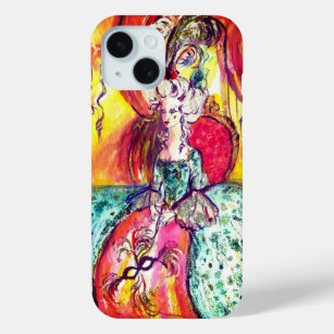 VENETIAN MASQUERADE / COLOMBINA WITH BLUE DRESS iPhone 15 CASE