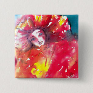 VENETIAN MASQUERADE FACES - MASK IN RED 15 CM SQUARE BADGE