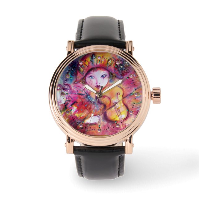 VENETIAN MASQUERADE / HARLEQUIN PLAYING VIOLIN WATCH (Front)
