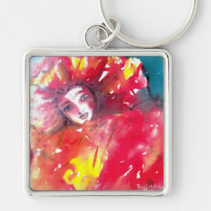VENETIAN MASQUERADE,MASK IN RED Pink Key Ring