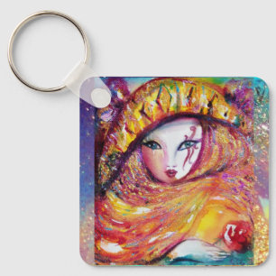 VENETIAN MASQUERADE - MASK IN YELLOW KEY RING