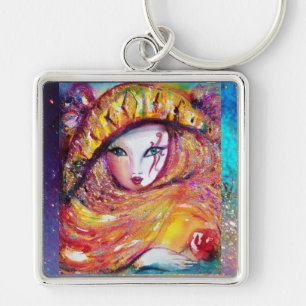 VENETIAN MASQUERADE - MASK IN YELLOW KEY RING